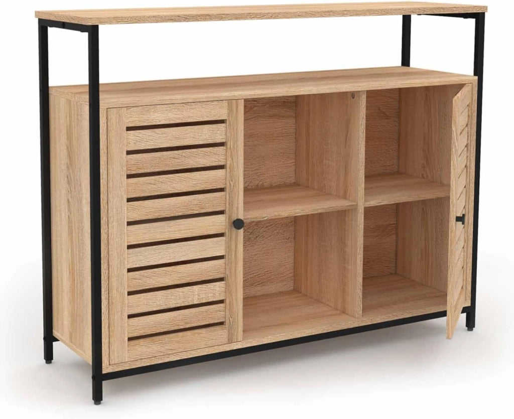 Credenza HALIFAX di design industriale a 2 ante con ante a ribalta, 100 cm