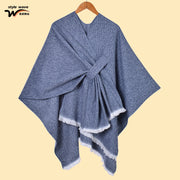 Sciarpa da donna, elegante mantello con cintura diagonale monocromatica
