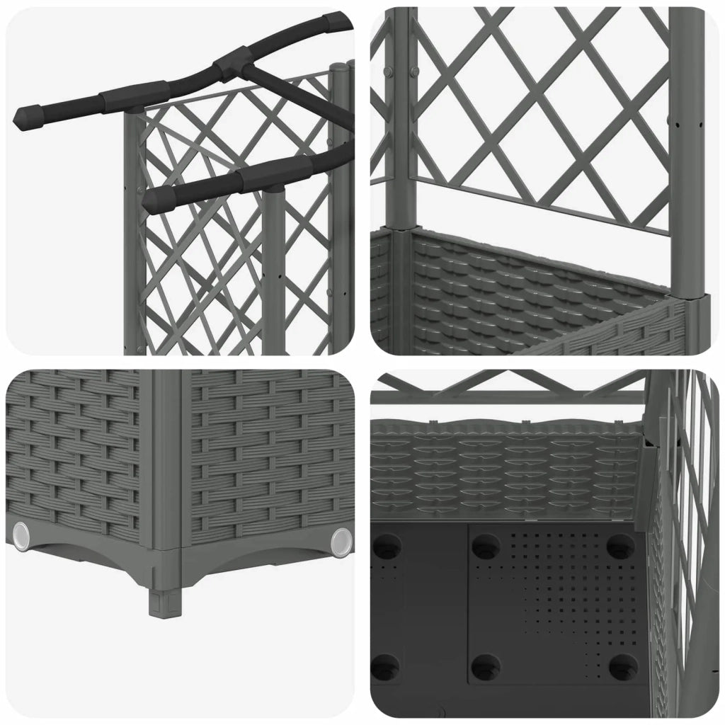 Letto Rialzato con Griglia e Tetto Grigio Chiaro PP 42032583