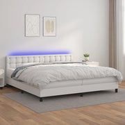 Giroletto Molle con Materasso e LED Bianco 200x200cm Similpelle cod mxl 61272