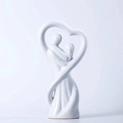 Koppel in Porseleino, Arte Abstracta per Decorazione Camera, Figura Amorosa Abbraccianti, Statue per Uomini e Donne per il Giubileo di Matrimonio (Bianco)