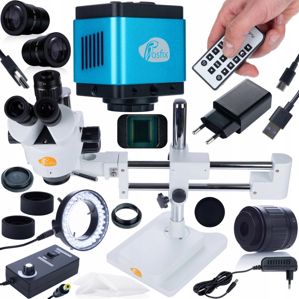 Mikroscopio Stereoscopico Trinoculare Jupiter Pro MSJP-T-SDMS1 – Zoom 7x-45x, Testa Rotante 360°, Illuminatore 144xLED