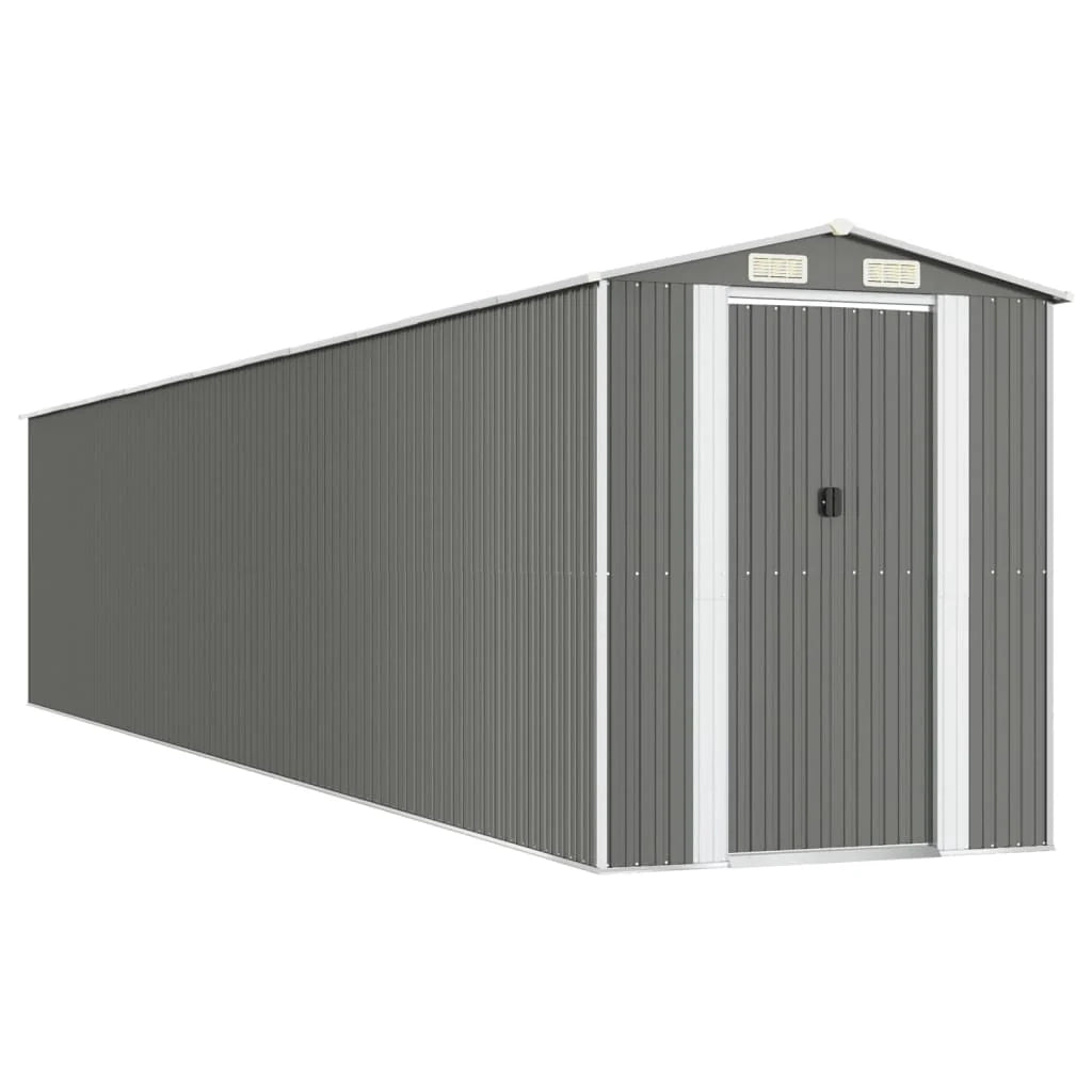 Casetta da giardino cabina ripostiglio capanno da esterno capanno per attrezzi robusta colore chiaro 192 x 1021 x 223 cm acciaio zincato grigio 02_0022252