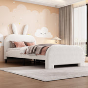 Letto per bambini con cassetto - Xylo - 90x200 cm - Bianco - Lana di pecora resistente forma coniglio cartoon