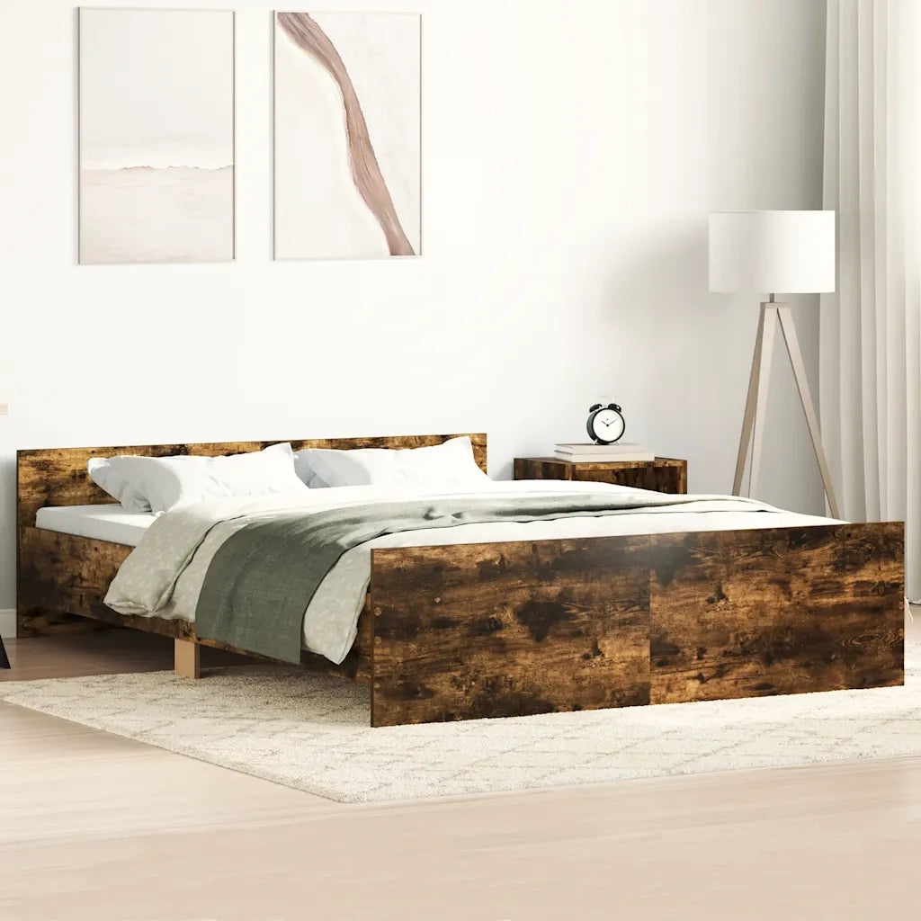 Giroletto con Testiera e Pediera-Struttura Letto Rovere Fumo 120x190 cm