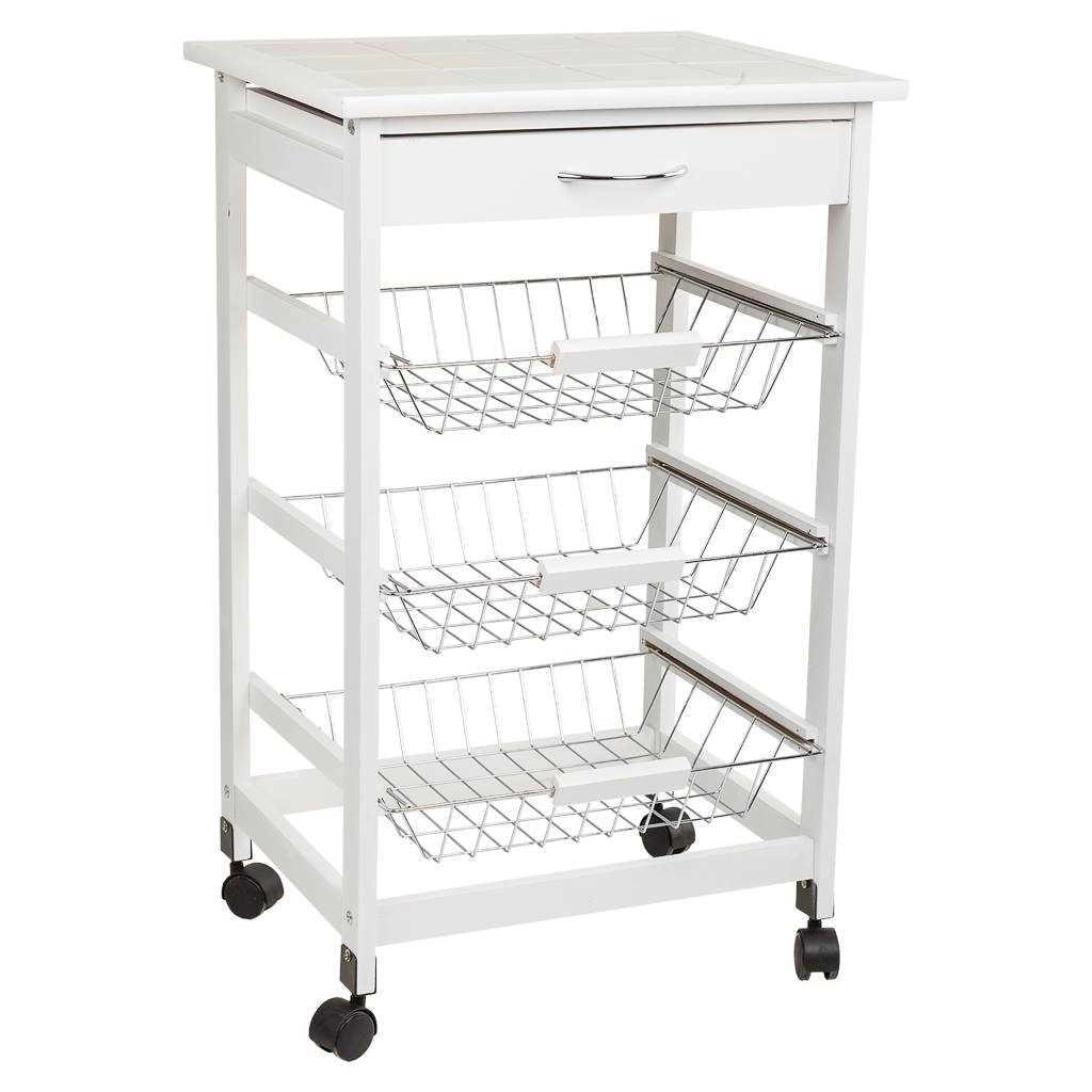 Kit carrello in legno bianco 47x37x76 cm