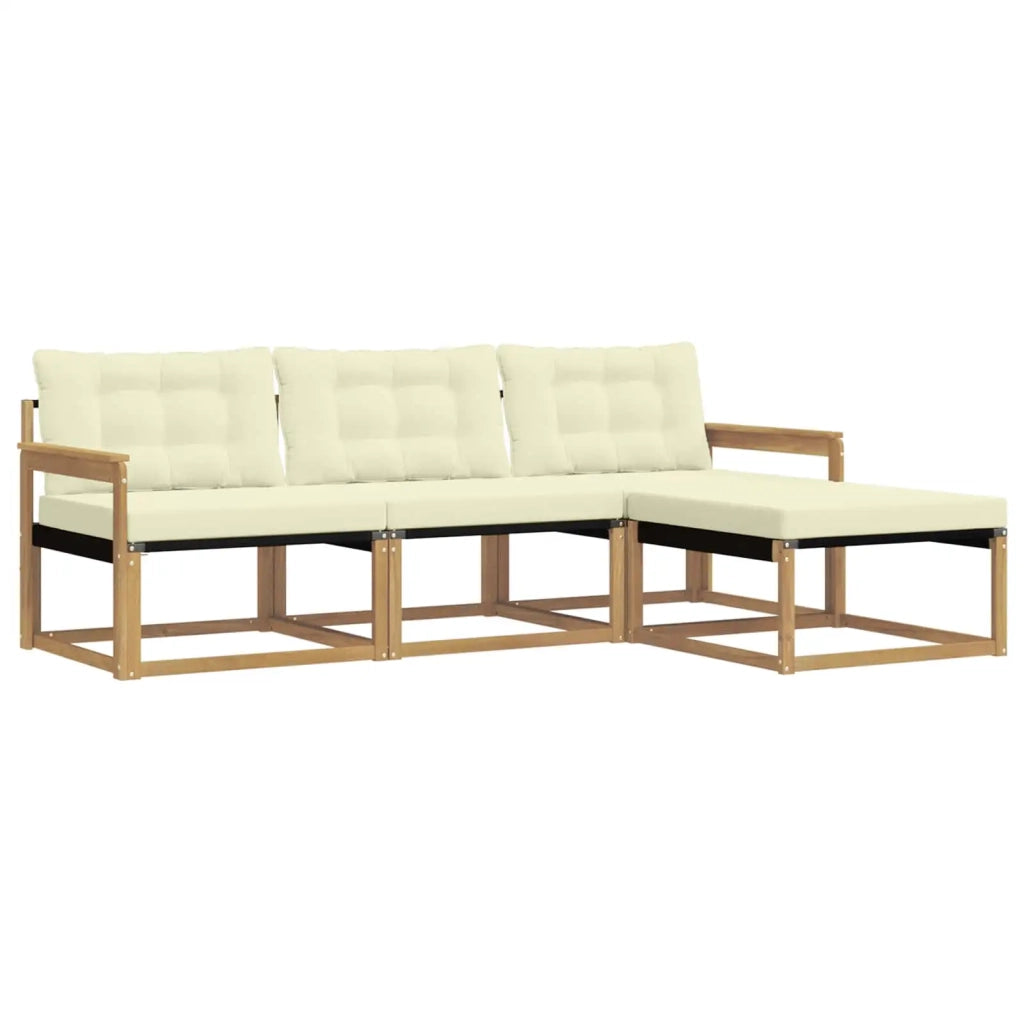 Set di divani da esterno con cuscino 4 pcs Bianco e Crema 3388556