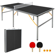 Tavolo da Ping Pong Pieghevole 182x91 cm con Rete e Racchette