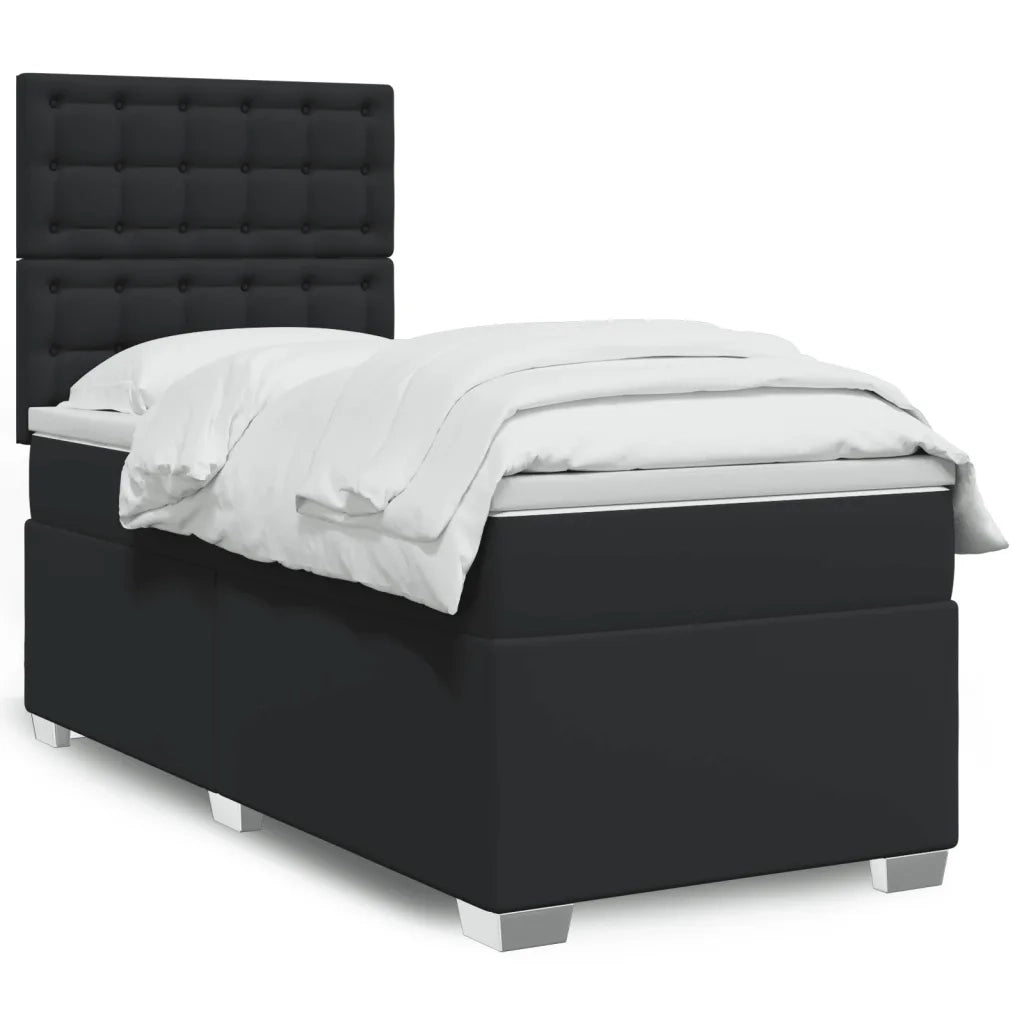 Giroletto a Molle con Materasso Nero 90x200 cm in Similpelle