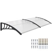 Pensilina Tettoia da Esterno 195x75cm, Tettoia per Esterno in Policarbonato e Alluminio, per Balcone Finestre e Porte, Trasparente