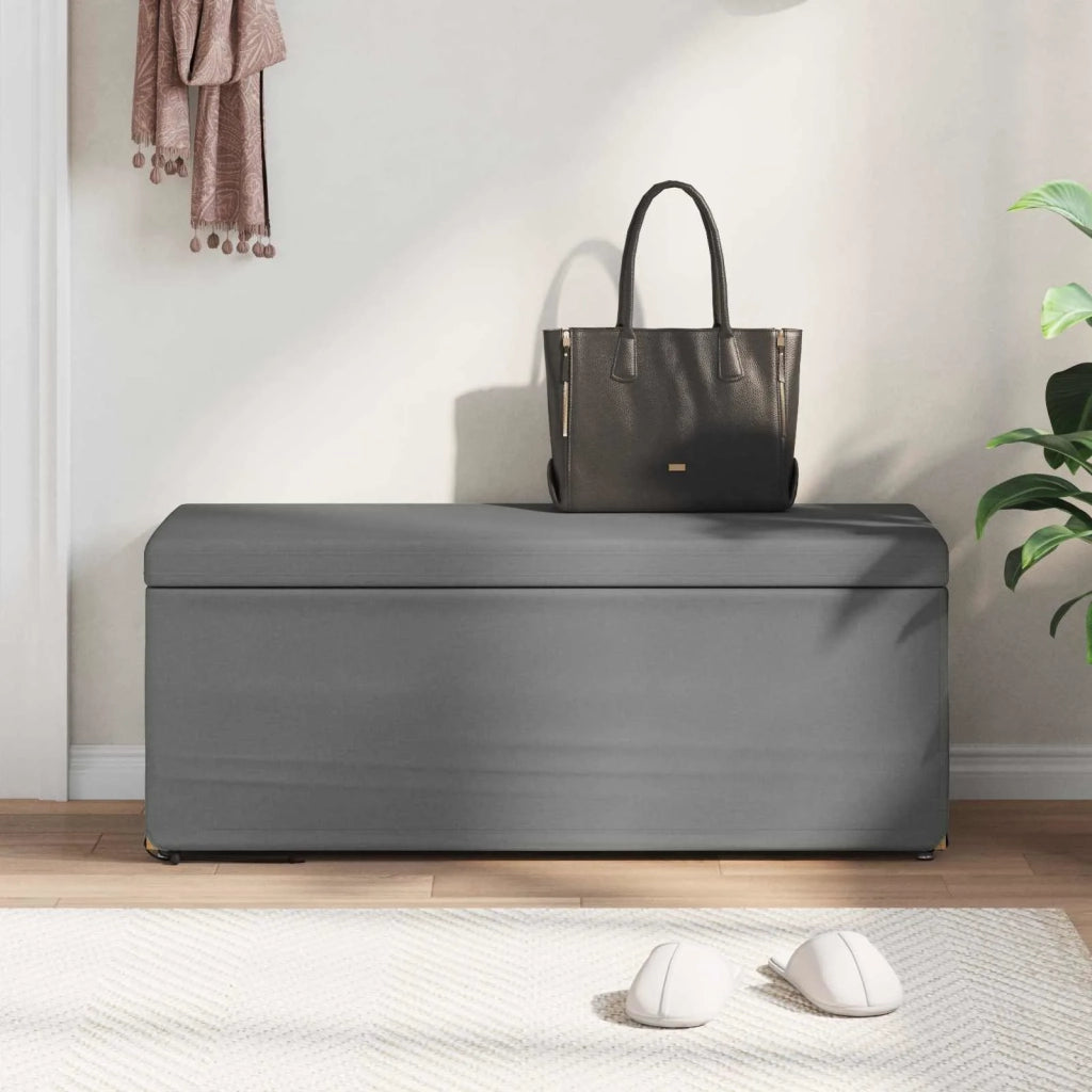 Pouf Grigio scuro Tessuto e Legno Ingegnerizzato