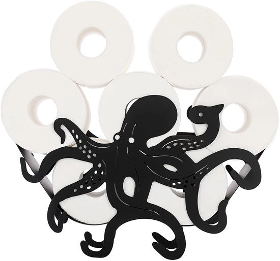 Toiletrolhouder metallico nero Octopus in metallo per wc o cucina