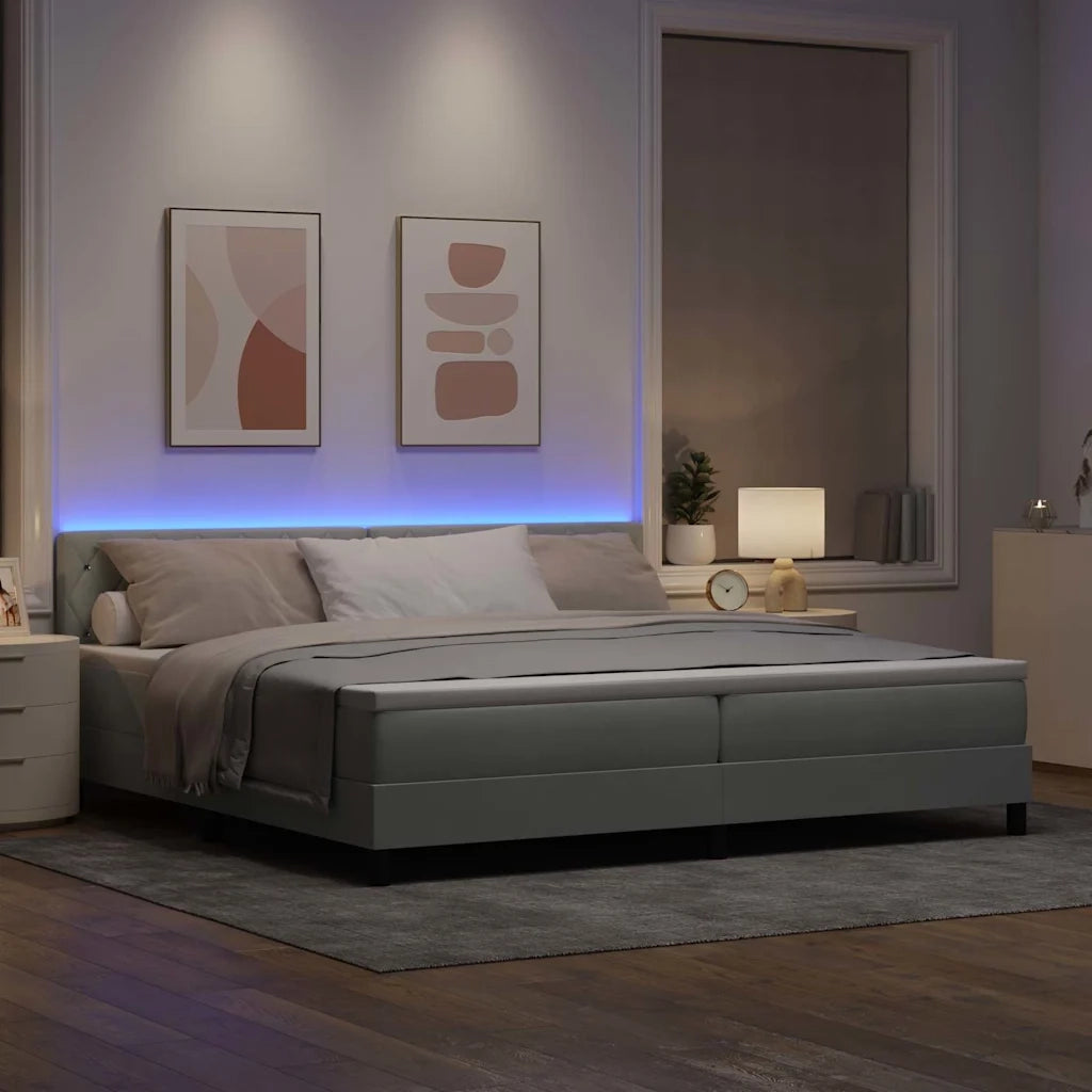 Letto a Sorgente LED con led Grigio chiaro 200 x 200 cm Velluto 3342608