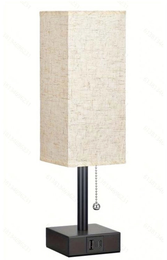 Lampada da notte moderna con 2 porte di ricarica USB e chiusura a zip come interruttore. Adatto per l'uso in salotti, camere da letto, camere da studente e uffici - bianco.