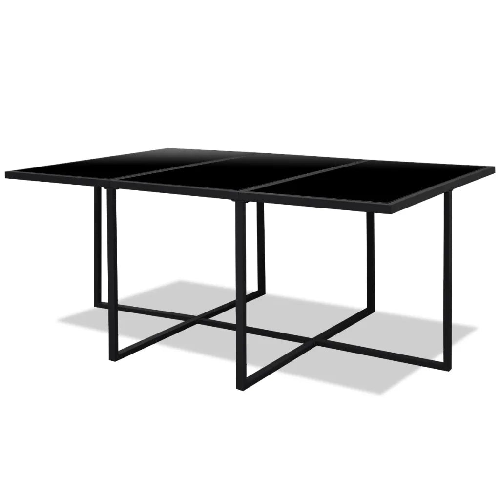 Set da Pranzo da Giardino 11 pz con Cuscini in Polyrattan Nero 42760