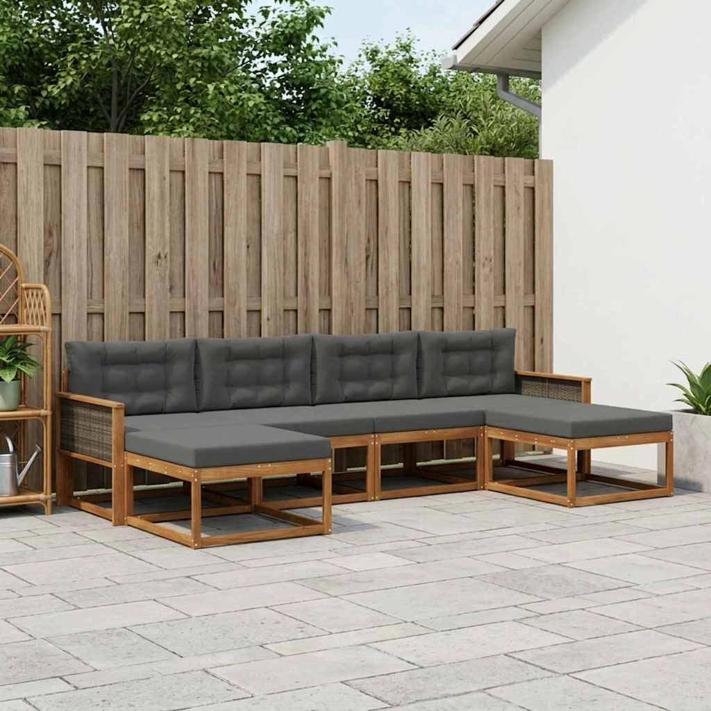 Set di divani da esterno 6 pz Naturale e Antracite 3382780