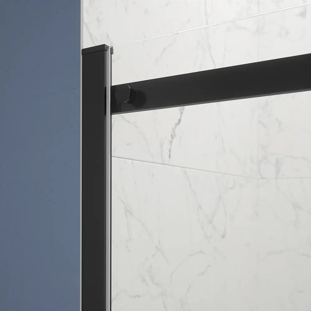 Porta doccia 150cm apertura scorrevole profili nero opaco vetro 8mm trasparente h195 | Creta