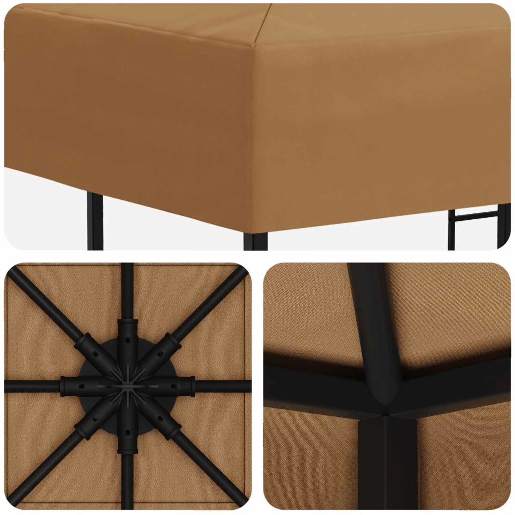 Gazebo 3 x 3 m Beige Poliestere e Acciaio 190 900325