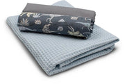 Set di stoffa wafelpiqué e cotone coordinato con tessuto di waffle 100% cotone Tex Standard 100 (Dino Set85)