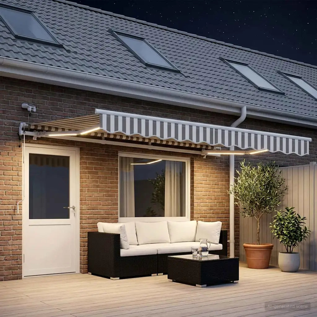 Tenda retrattile Grigio chiaro e bianco 400 × 350 cm Poliestere 3426126