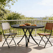 Tavolo da pranzo rotondo ULEVR ?120 cm nero per 4-6 persone, con gambe a croce
