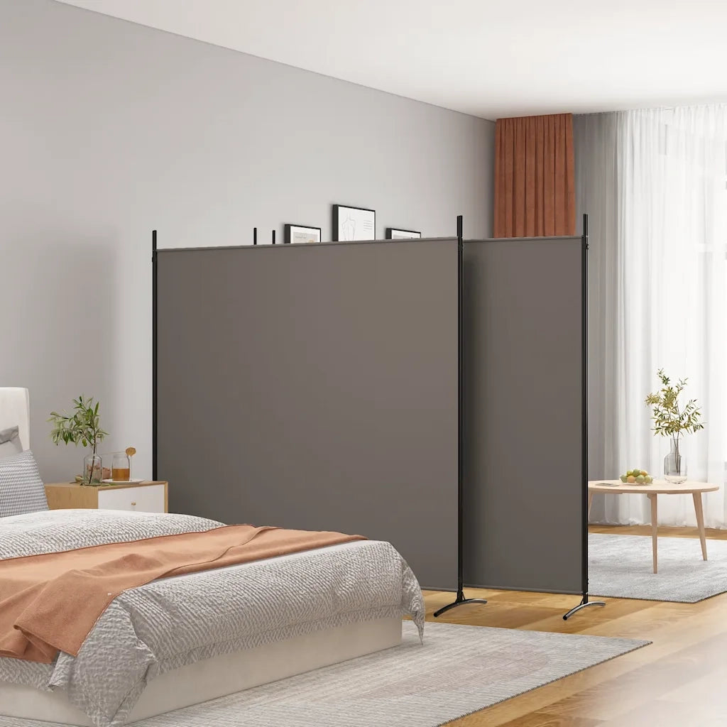 Divisorio a 4 Pannelli Antracite 698x180 cm Tessuto