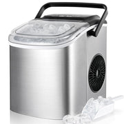 Macchina Ghiaccio, Macchina Ghiaccio Casa 12kg/24h, 9 Cubetti di Ghiaccio in 6 Minuti, 2 Dimensioni di Ghiaccio, Macchina del Ghiaccio Autopulizia, Macchina per il Ghiaccio con Maniglia/Cestello/Pala