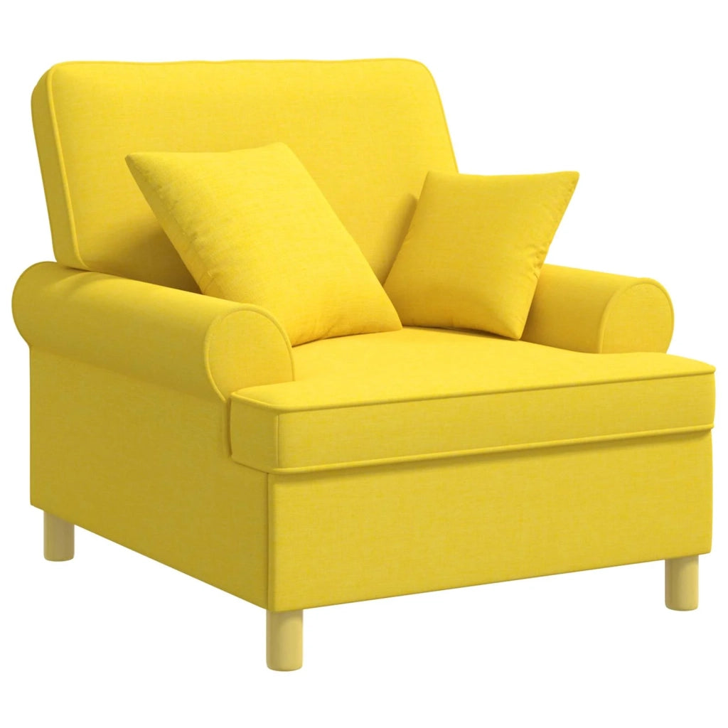 Poltrona XL con Cuscini Giallo Chiaro Tessuto 42043492