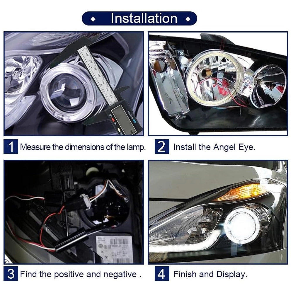 Trade Shop - 2pz Luci Led Per Auto Fari Lampadine 60mm Occhio D'angelo 12 Volt Maxtech Eye-01 -