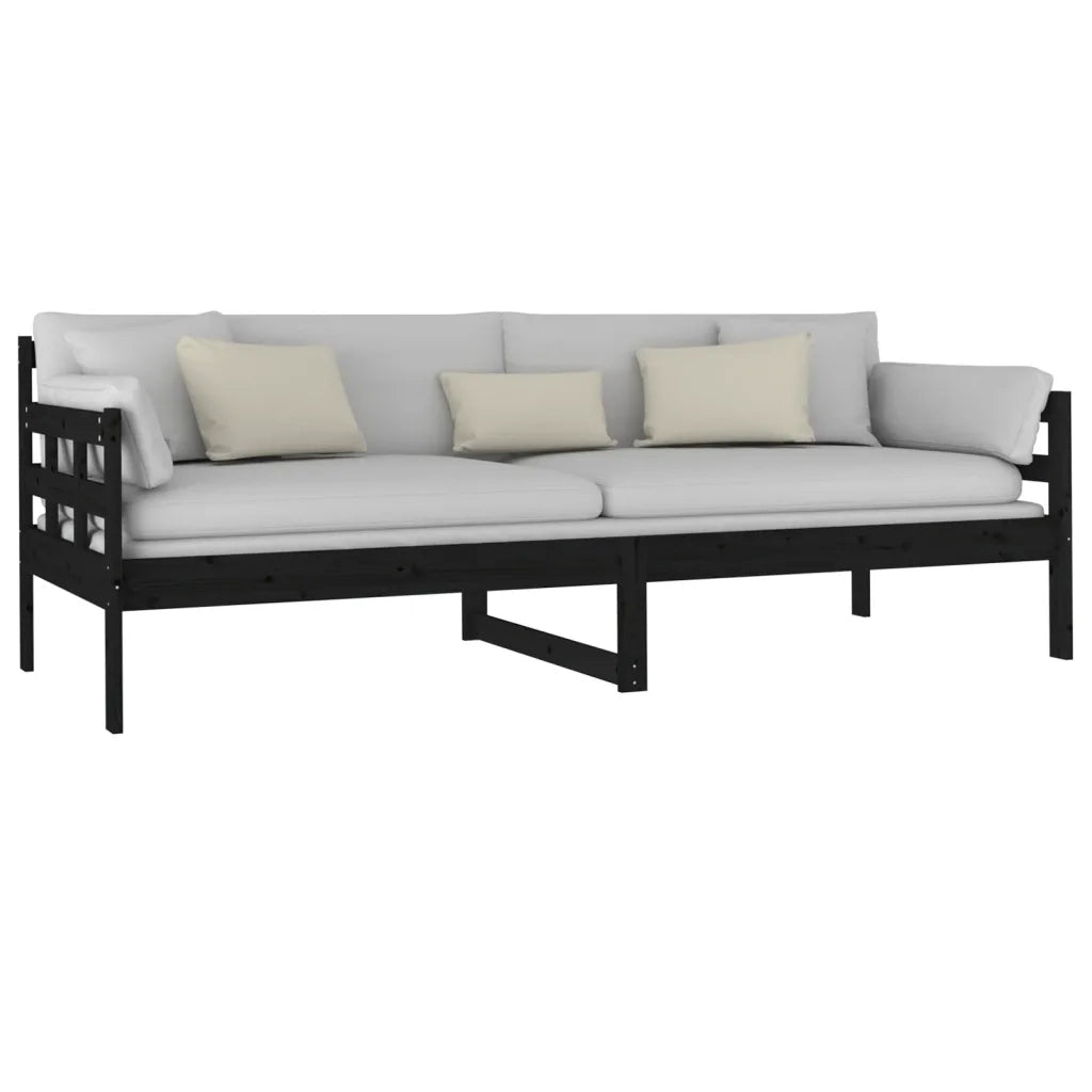 Letto singolo | Letto per adulti | Dormeuse Nera in Legno Massello di Pino 80x200 cm