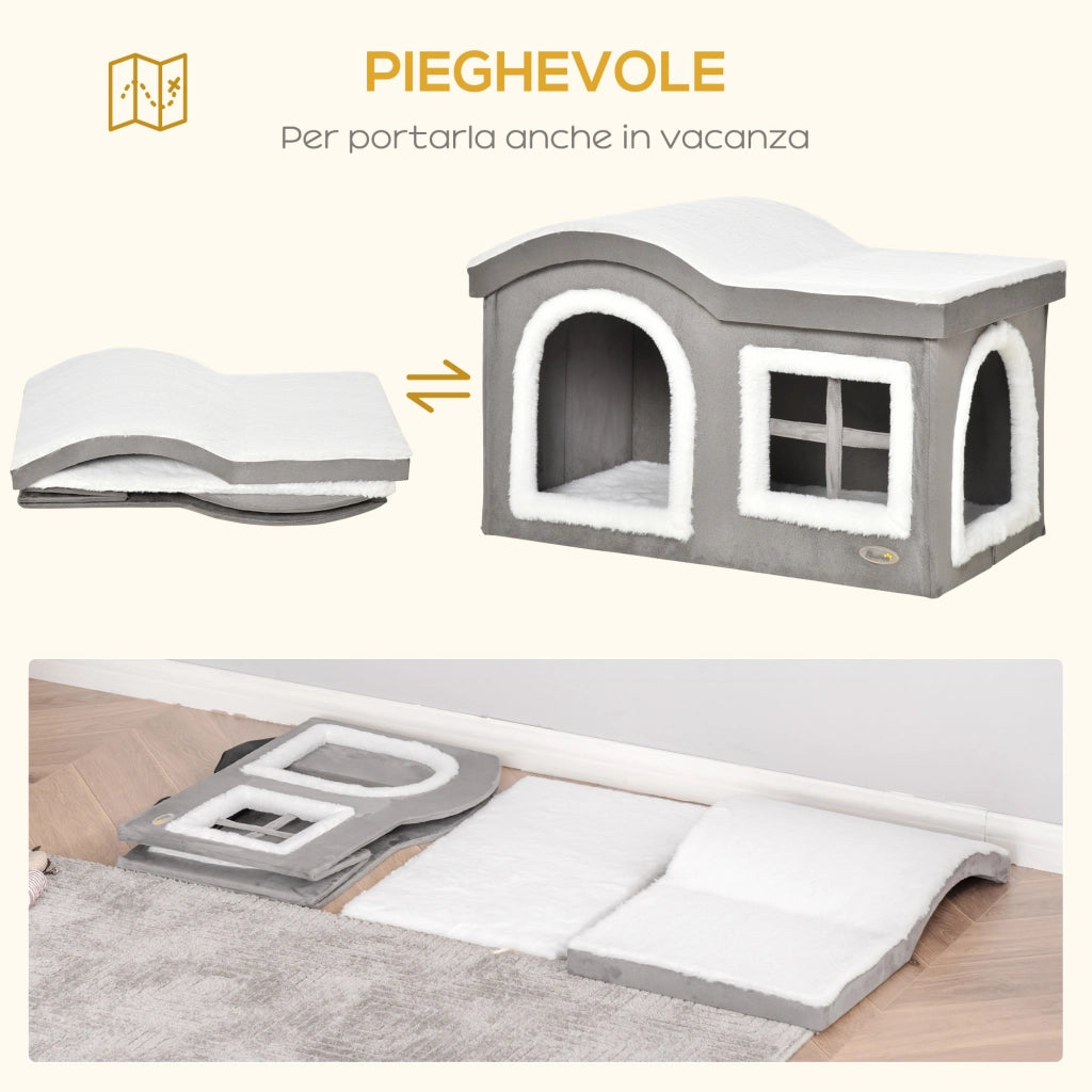 Casetta per Gatti ¨C zephmum ¨C Grigio 63.5x37x40cm con Cuscino
