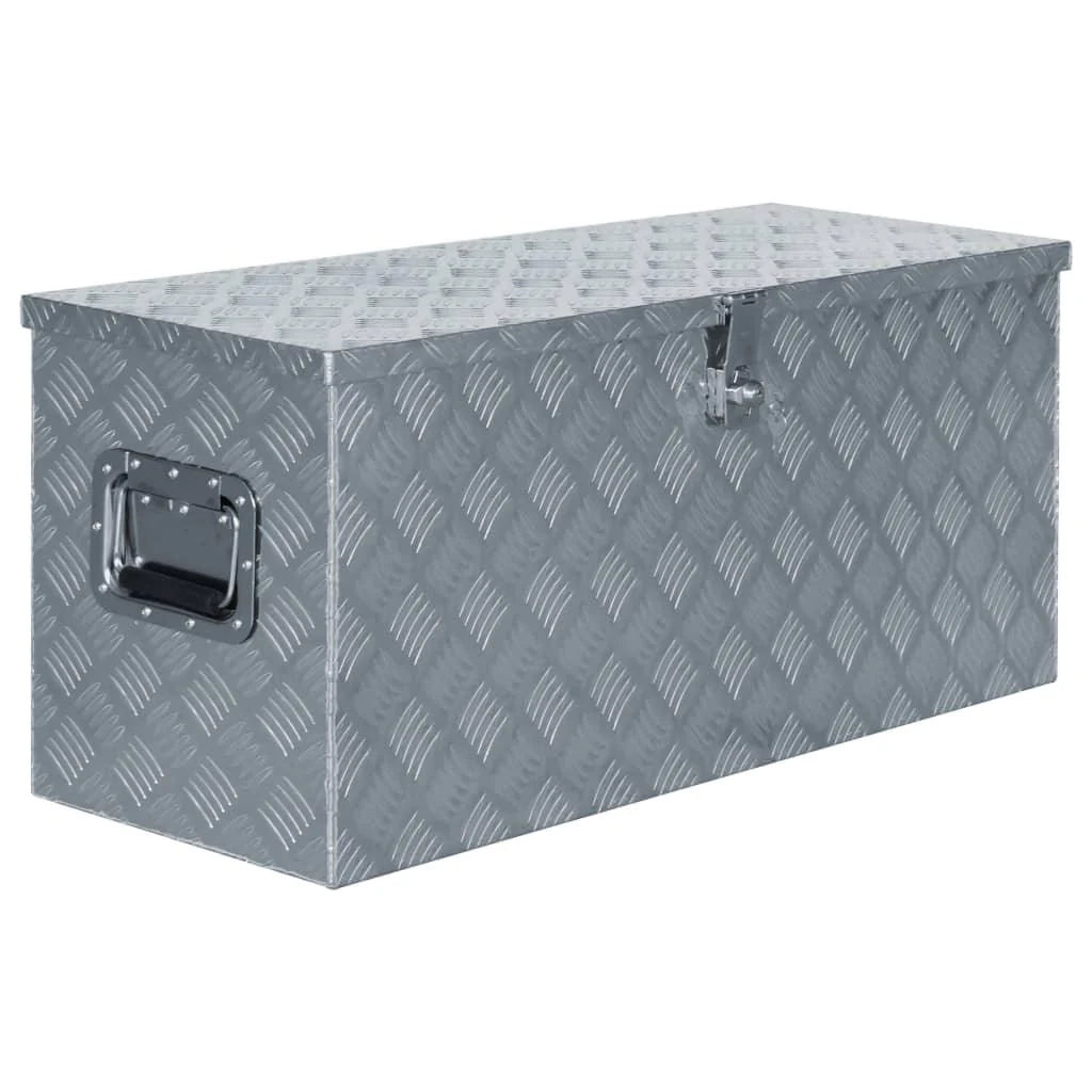 Cassetta portautensili in alluminio custodia portaoggetti cassetta portautensili 90,5 cm argento 02_0003211