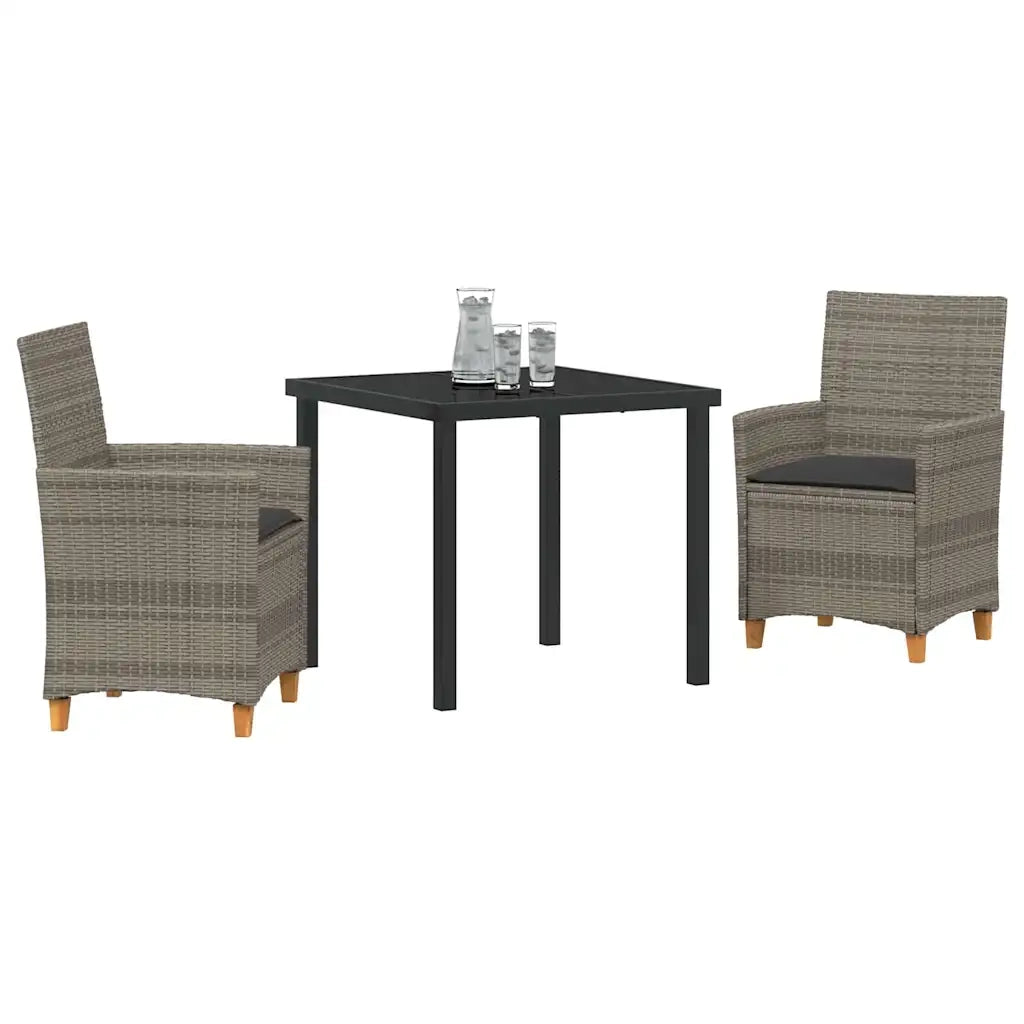 Set da Pranzo per Giardino 3 pcs Grigio polyrattan 3381072