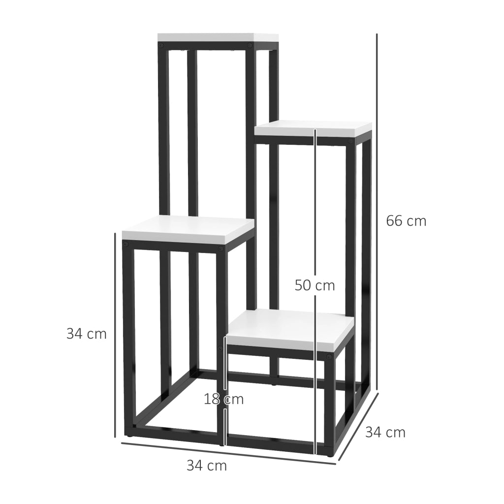 Scaffale per piante in metallo e legno 4 livelli ¨C zephmum ¨C Grigio 34x34x66 cm