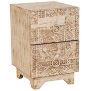 Tavolino in legno artigianale bianco 37x40x56h cm
