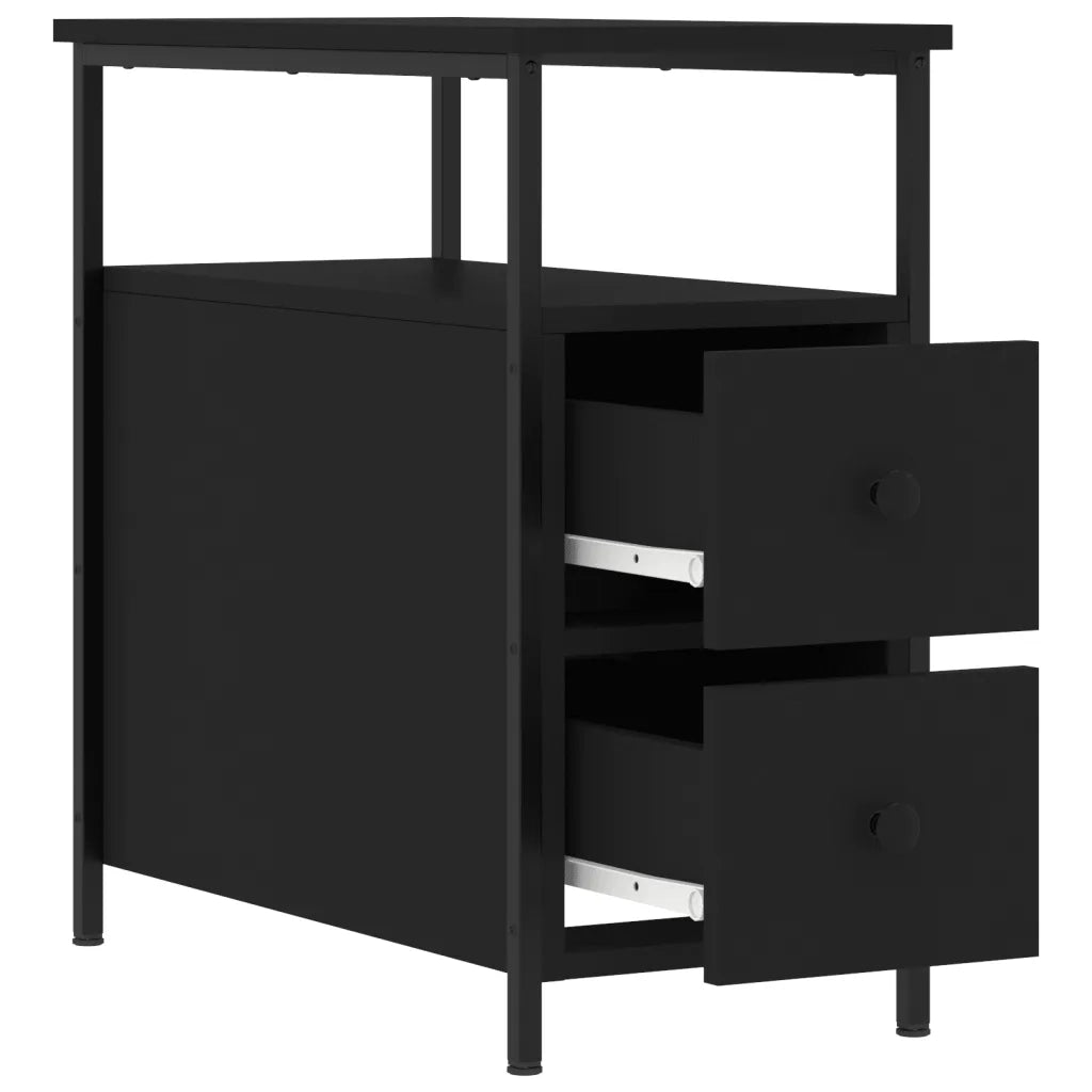 Comodino | Armadio da Notte | Mobiletto da notte Nero 30x60x60 cm in Legno Multistrato
