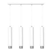 Lampada a sospensione KIBO in acciaio bianco con dettagli cromo