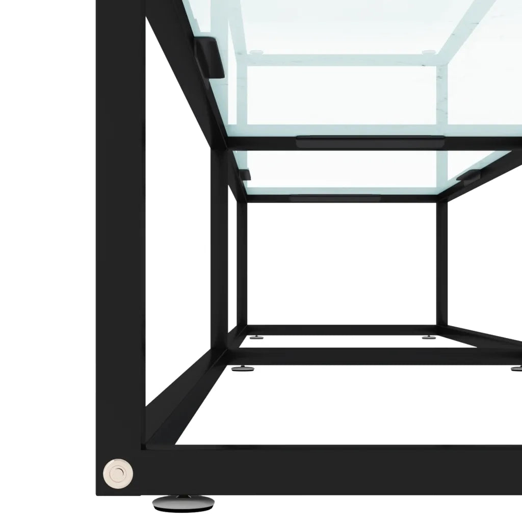 Mobile Porta TV Marmo Bianco 200x40x40,5 cm in Vetro Temperato cod mxl 12384