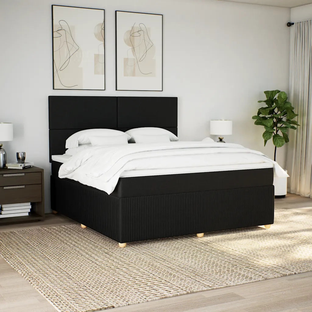 Giroletto a Molle con Materasso Nero 180x200 cm in Tessuto 3294430