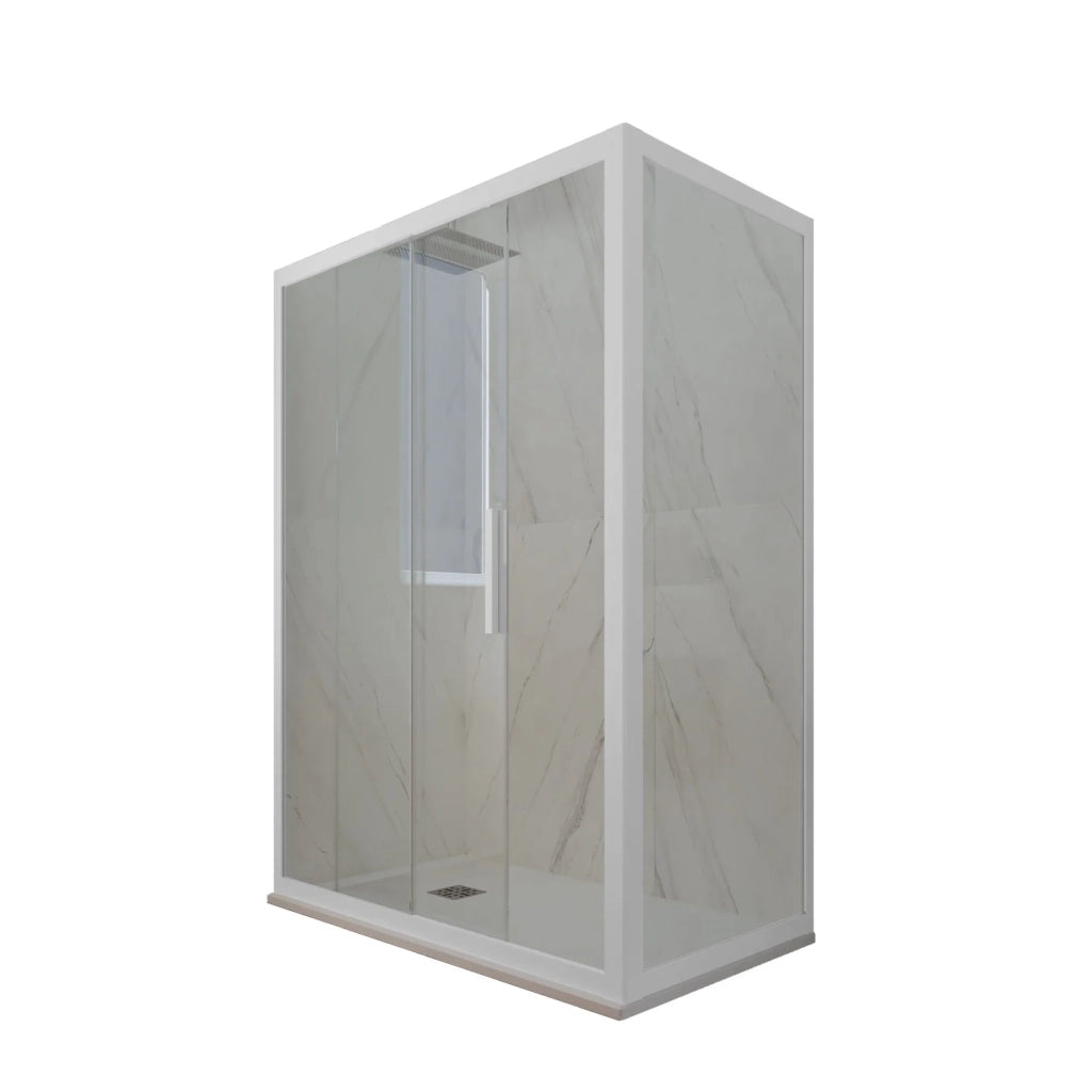 Box doccia scorrevole 90x150 CM H 200 Vetro Trasparente Profilo Bianco Matt mod. Deco Duo