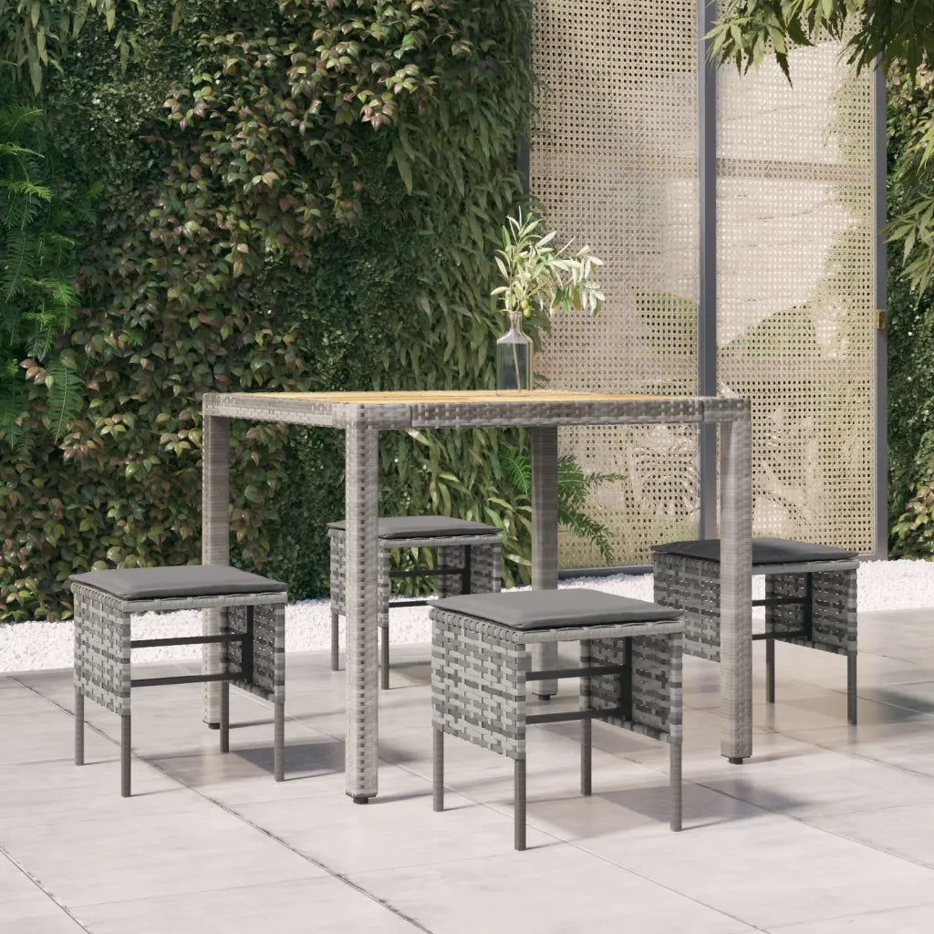 Poggiapiedi da Giardino con Cuscini 4 pz Grigio in Polyrattan CFW3952156