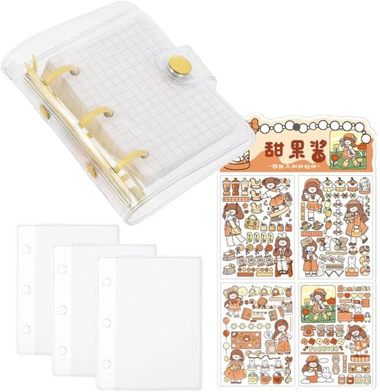 Cartella per Adesivi 3-gatti - PVC trasparente - 80 pagine a raster - 3 contenitori - 160 fogli adesivi - Materiale di alta qualità