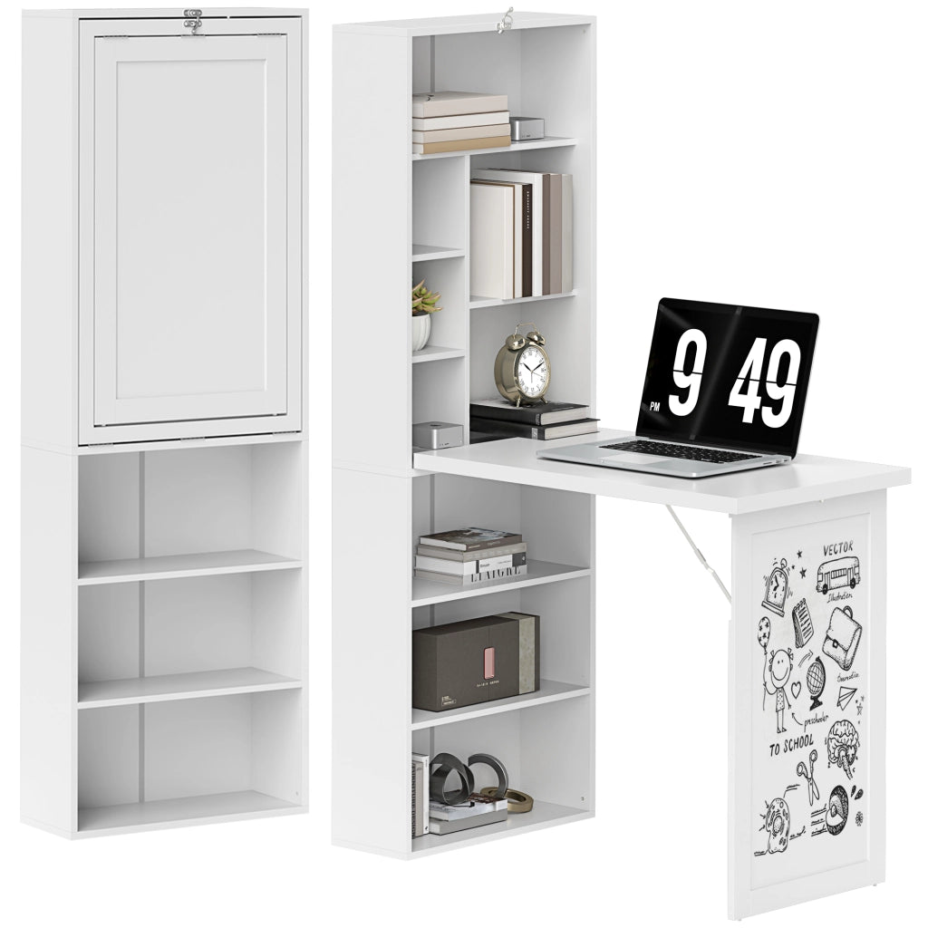 Scrivania pieghevole con libreria integrata ¨C Xylo ¨C Bianco 98x51x153cm