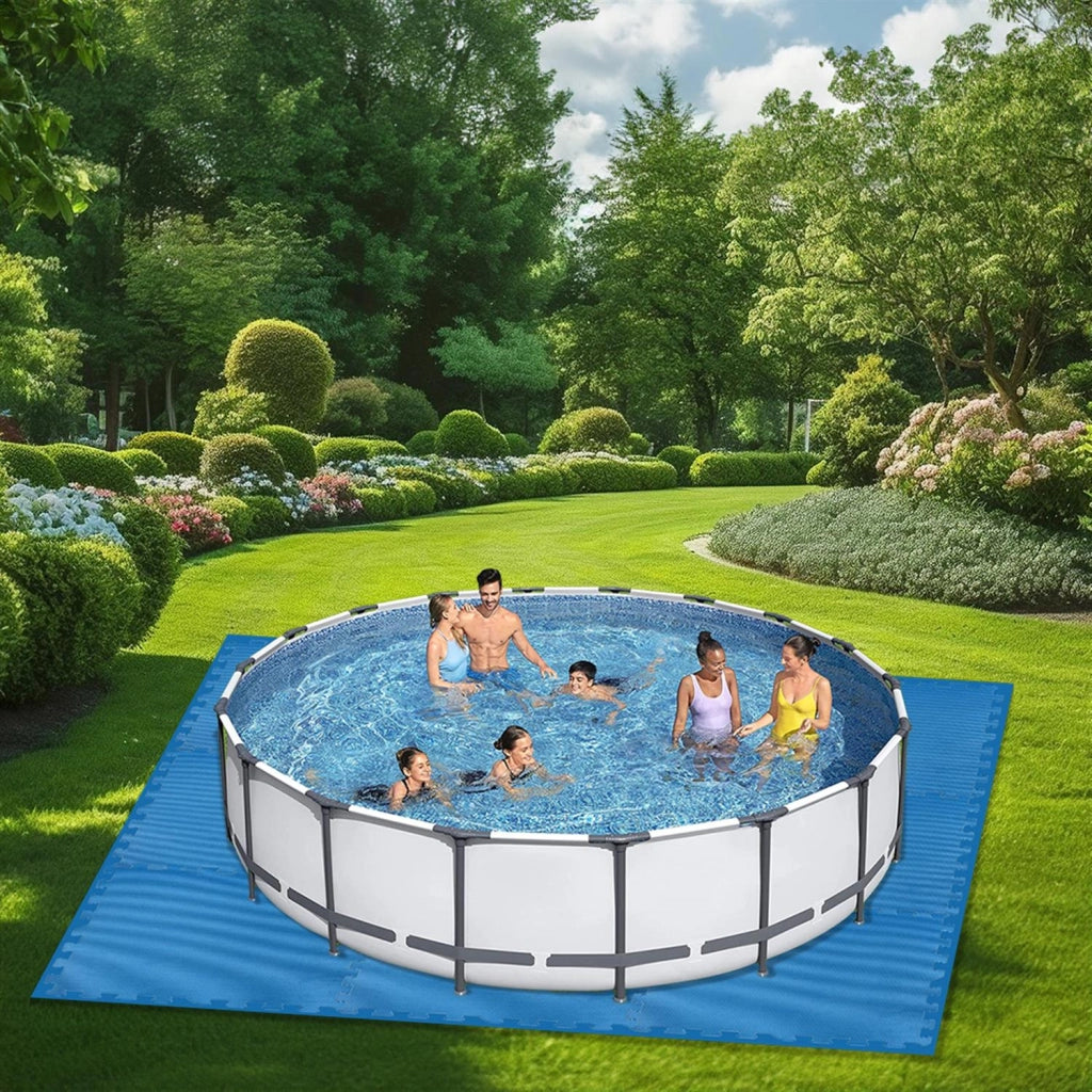 TAPPETINO EVA SOTTO PISCINA 9 PZ PIASTRELLE 50X50 CM SPESSE 3 MM MORBIDE ANTISCIVOLO