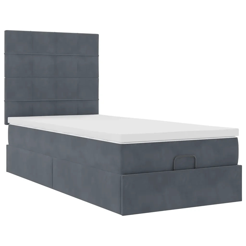 Struttura Letto Pouf con Materassi 90x190 cm in Velluto