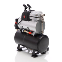 Compressore per aerografo AF189, monocilindro con serbatoio aria e pressione massima di 6 bar