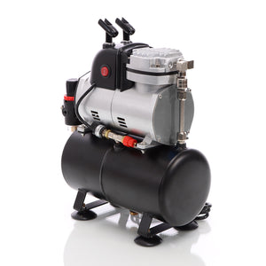 Compressore per aerografo AF189, monocilindro con serbatoio aria e pressione massima di 6 bar