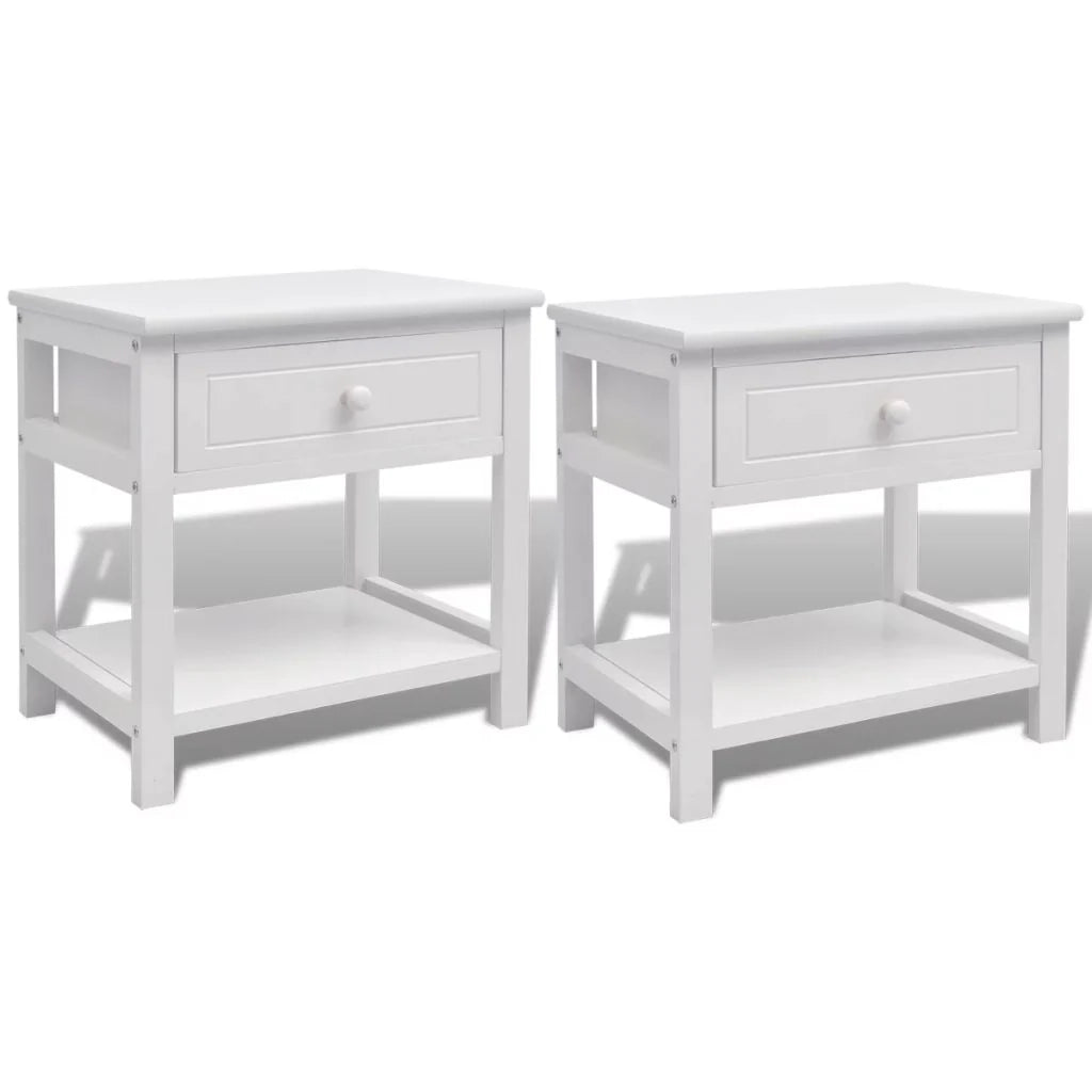 Comodino cassettiera armadio mobili per camera da letto 2 pezzi legno bianco 1402070