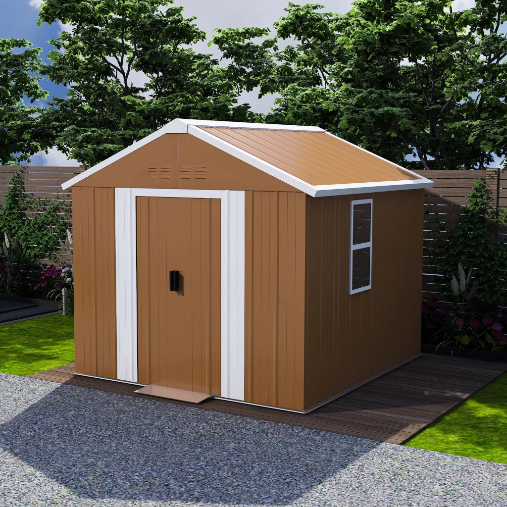 Capannone Da Giardino In Acciaio 180x96x194cm Con Finestra Porta Serrabile E Prese D Aria Senza Piatto Base