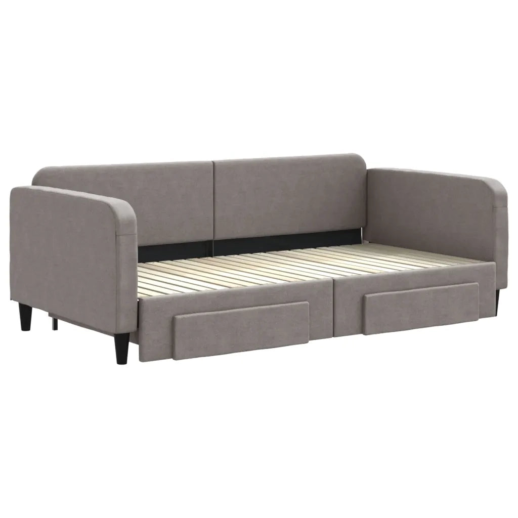 Divano Letto Estraibile con Cassetti-Sofa Letto-Daybed Tortora 100x200 cm Tessuto 700040